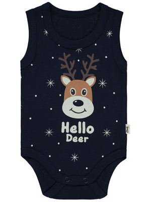 Civil Baby Geyik Baskıl 1-18 Ay Çıtçıtlı Badi - Lacivert