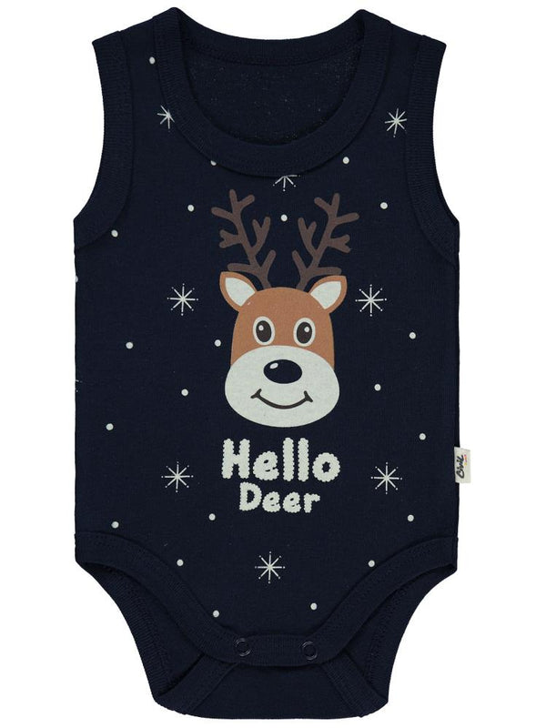 Civil Baby Geyik Baskıl 1-18 Ay Çıtçıtlı Badi - Lacivert