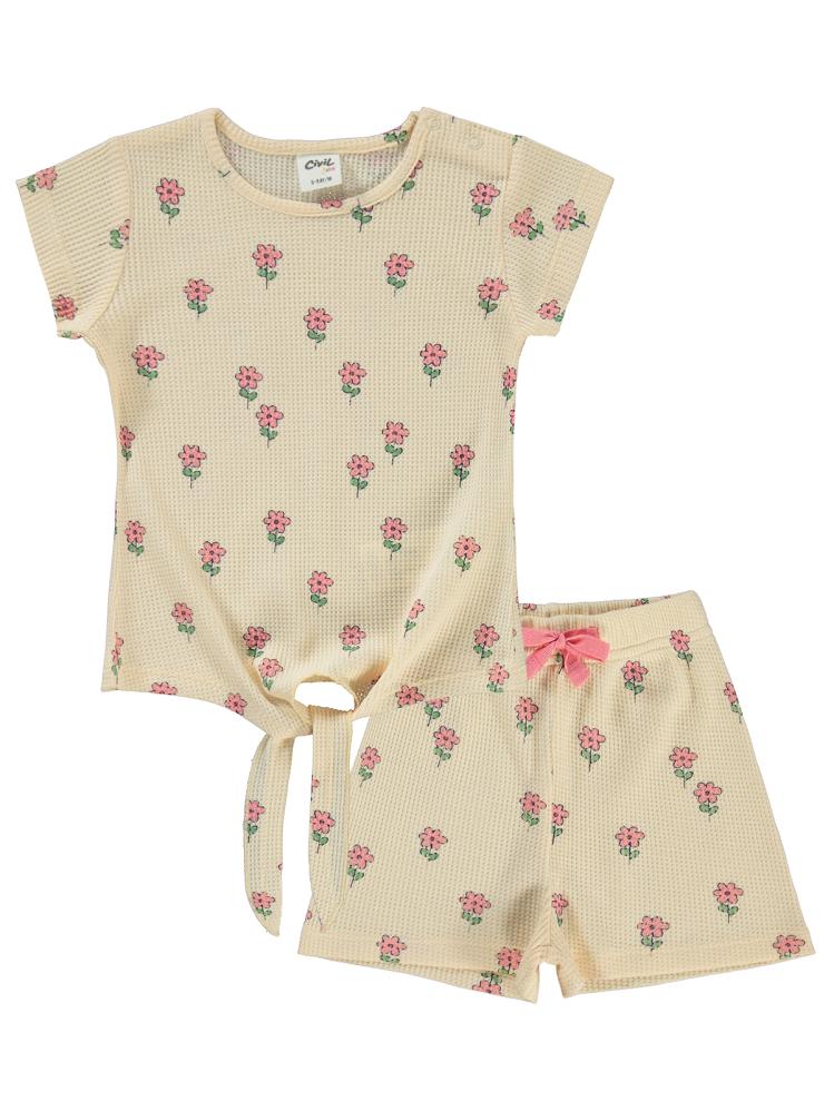Civil Baby Dağınık Çiçekler Empirme 2'Li 6-18 Ay Takım - Fil Dişi