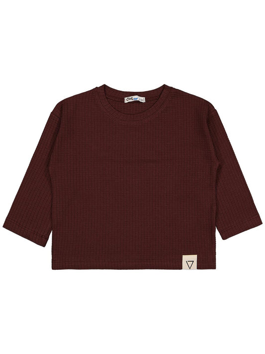 Civil Erkek Çocuk Jakar Petek Sweatshirt | Jakarlı İnterlok Uzun Kol | Okul Kreş ve Günlük Kullanım - Bordo