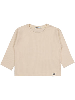 Civil Erkek Çocuk Jakar Petek Sweatshirt | Jakarlı İnterlok Uzun Kol | Okul Kreş ve Günlük Kullanım - Bej