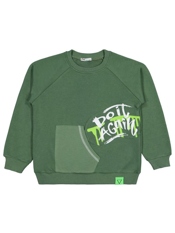 Civil Boys Again Baskılı 6-9 Yaş Sweatshirt - Yeşil