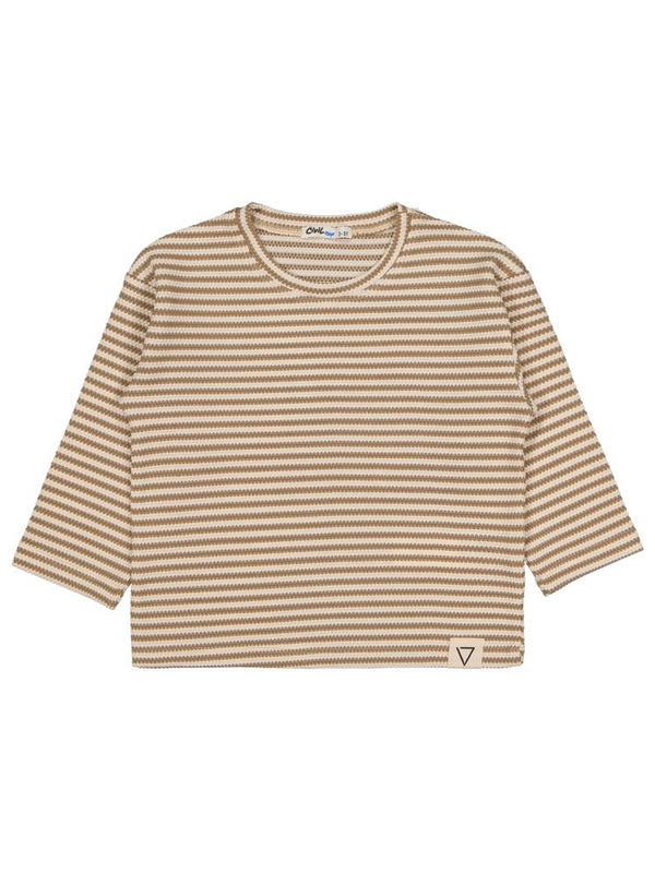 V23259 Civil Boys Petek Çizgili 2-5 Yaş Sweatshirt - Kahverengi