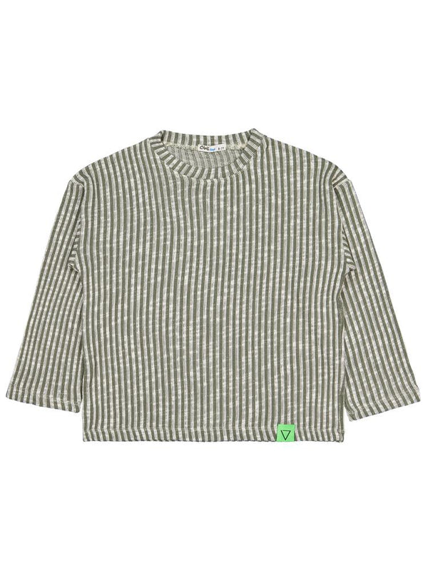 Civil Boys Dikey Çizgili 6-9 Yaş Sweatshirt - Yeşil