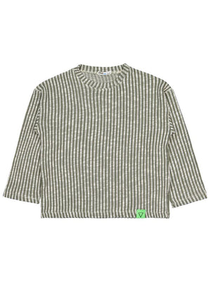 Civil Boys Dikey Çizgili 6-9 Yaş Sweatshirt - Yeşil