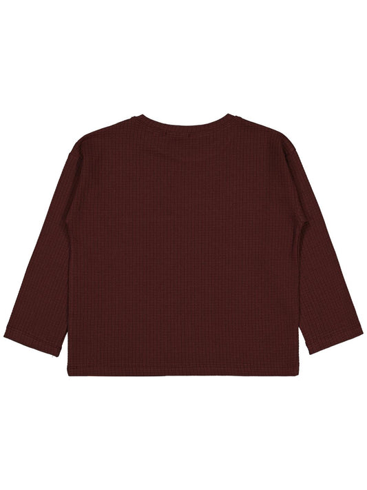 Civil Erkek Çocuk Jakar Petek Sweatshirt | Jakarlı İnterlok Uzun Kol | Okul Kreş ve Günlük Kullanım - Bordo