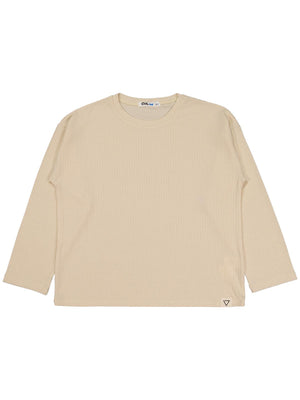 Civil Erkek Çocuk Jakar Petek Sweatshirt | Jakarlı İnterlok Uzun Kol | Okul Kreş ve Günlük Kullanım - Bej