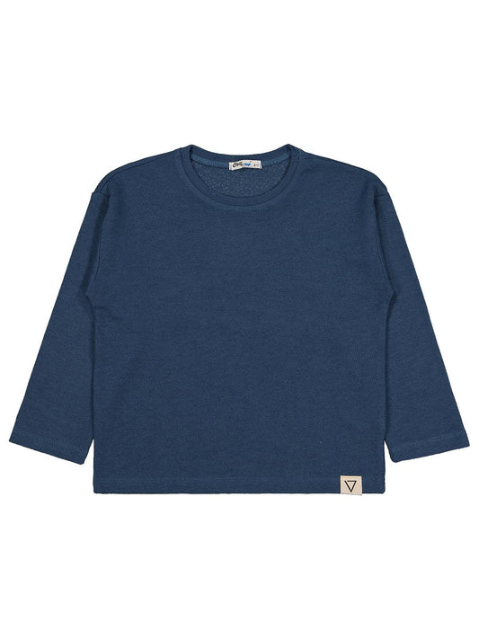 Civil Erkek Çocuk Jakarlı Basic Sweatshirt | Jakarlı İnterlok | Okul Kreş ve Günlük Kullanım - Mavi