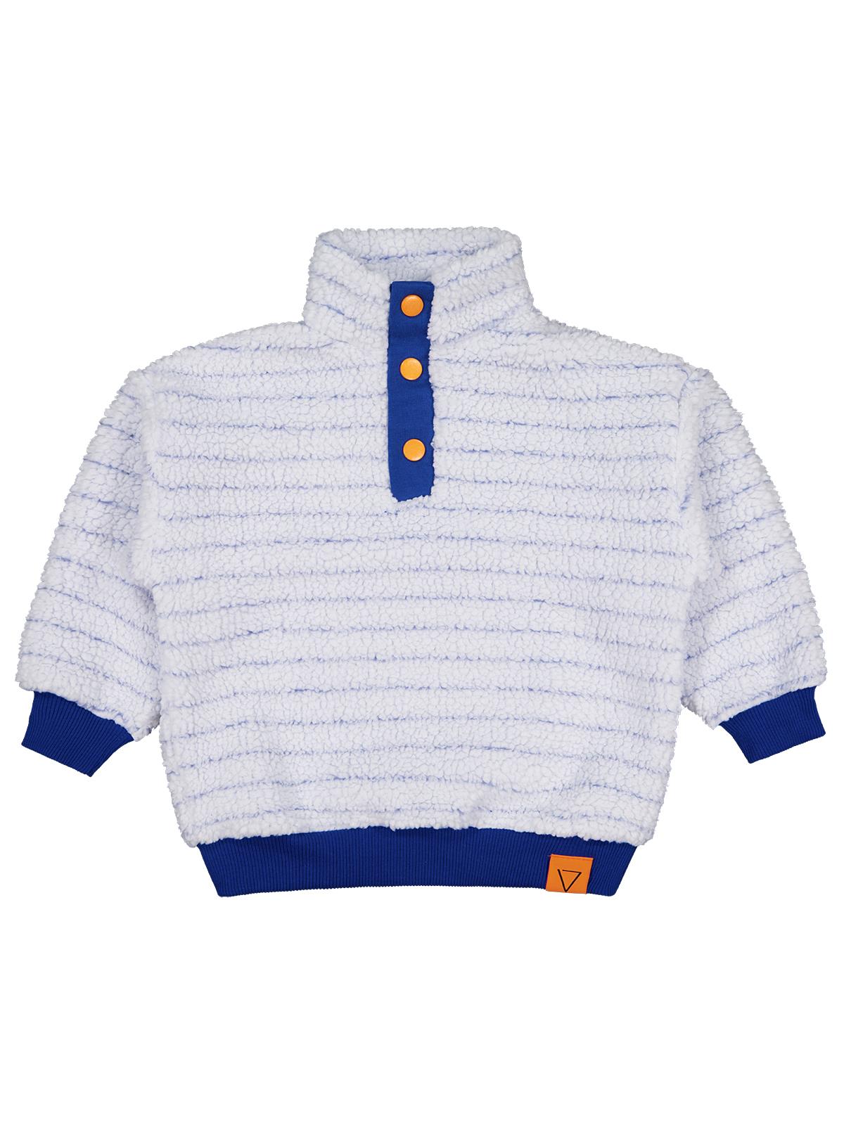 Civil Erkek Çocuk Yakası Patlı Çizgili Sweatshirt | Velsoft Uzun Kol | Okul Kreş ve Günlük Kullanım - Mavi