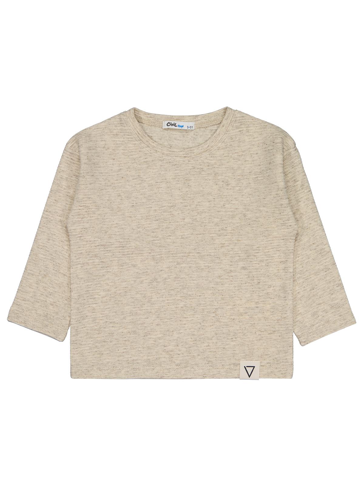 Civil Erkek Çocuk Kendinden Çizgili Sweatshirt | Ottoman Uzun Kol | Okul Kreş ve Günlük Kullanım - Bej
