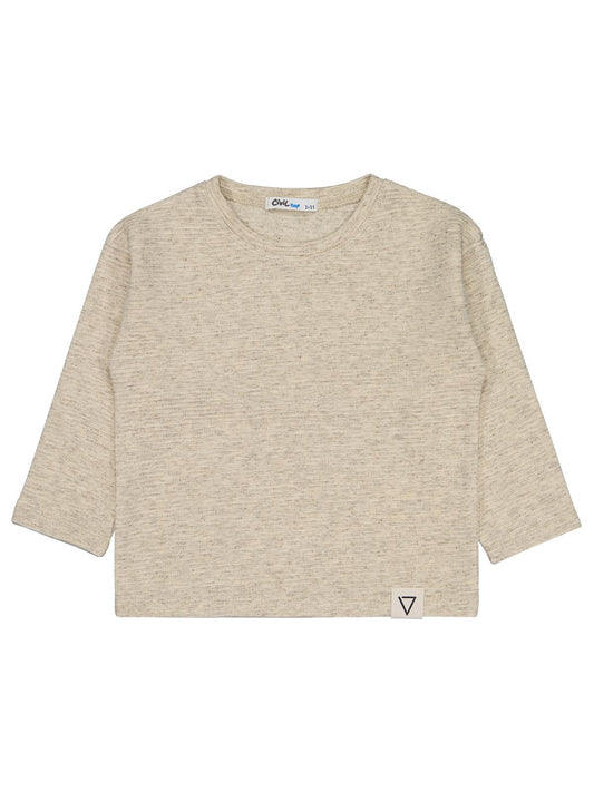 Civil Erkek Çocuk Kendinden Çizgili Sweatshirt | Ottoman Uzun Kol | Okul Kreş ve Günlük Kullanım - Bej