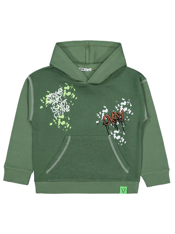 Civil Boys Okay Baskılı 6-9 Yaş Sweatshirt - Yeşil