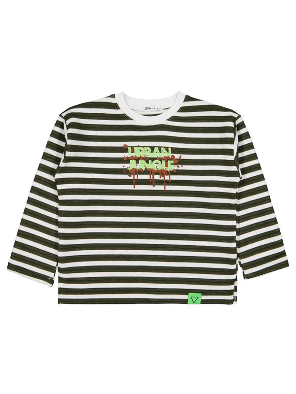 Civil Boys Urban Baskılı Çizgili 6-9 Yaş Sweatshirt - Yeşil