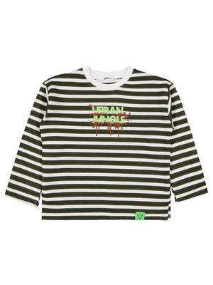 Civil Boys Urban Baskılı Çizgili 6-9 Yaş Sweatshirt - Yeşil