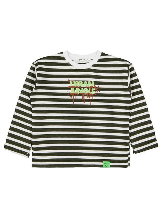 Civil Erkek Çocuk Urban Baskılı Çizgili Sweatshirt | Ottoman Uzun Kol | Okul Kreş ve Günlük Kullanım - Yeşil