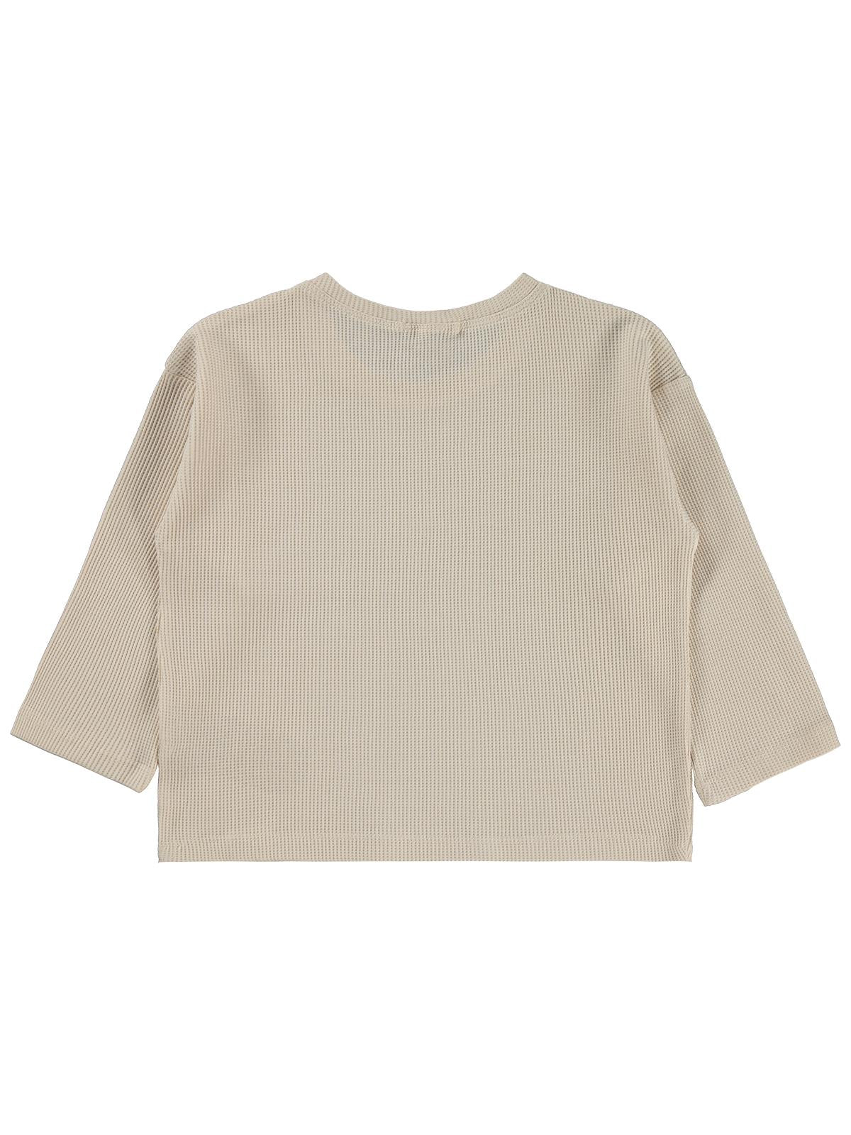 Civil Erkek Çocuk Basic Sweatshirt | Waffle Uzun Kol Bisiklet Yaka | Okul Kreş ve Günlük Kullanım - Bej