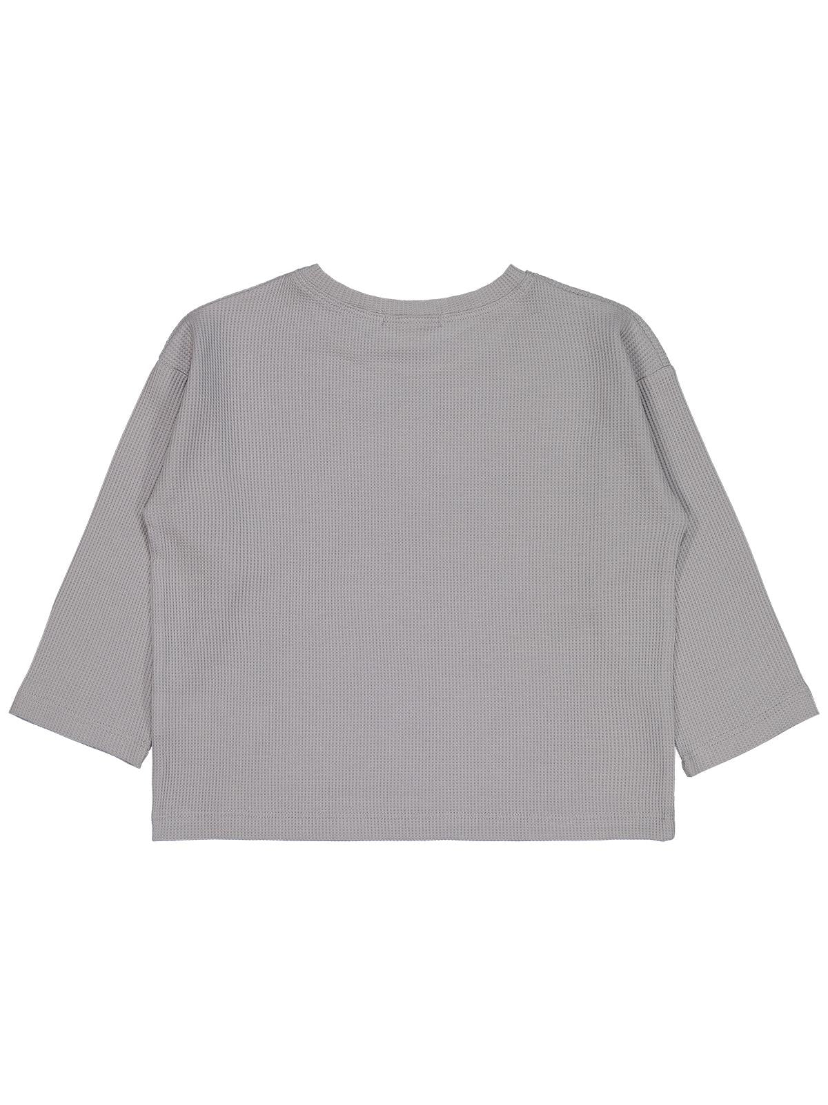 Civil Erkek Çocuk Basic Sweatshirt | Waffle Uzun Kol Bisiklet Yaka | Okul Kreş ve Günlük Kullanım - Gri
