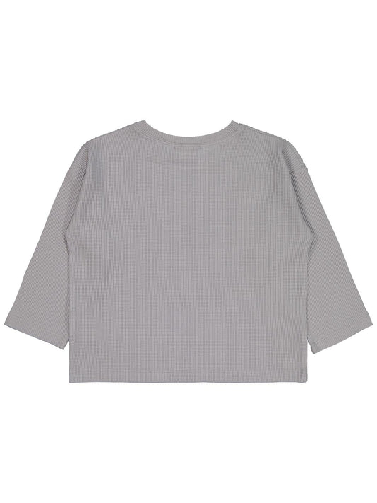 Civil Erkek Çocuk Basic Sweatshirt | Waffle Uzun Kol Bisiklet Yaka | Okul Kreş ve Günlük Kullanım - Gri