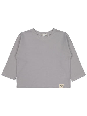 Civil Erkek Çocuk Basic Sweatshirt | Waffle Uzun Kol Bisiklet Yaka | Okul Kreş ve Günlük Kullanım - Gri