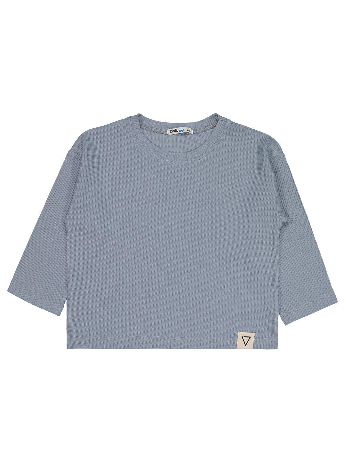 Civil Erkek Çocuk Basic Sweatshirt | Waffle Uzun Kol Bisiklet Yaka | Okul Kreş ve Günlük Kullanım - Mavi