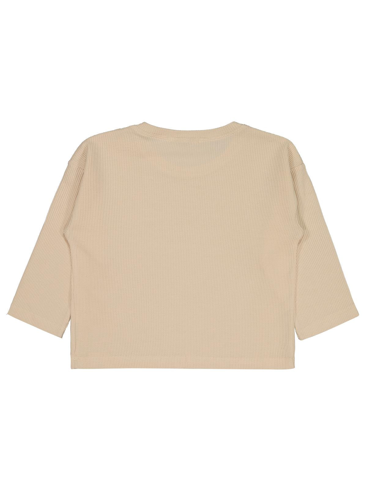 Civil Erkek Çocuk Basic Sweatshirt | Waffle Uzun Kol Bisiklet Yaka | Okul Kreş ve Günlük Kullanım - Fil Dişi