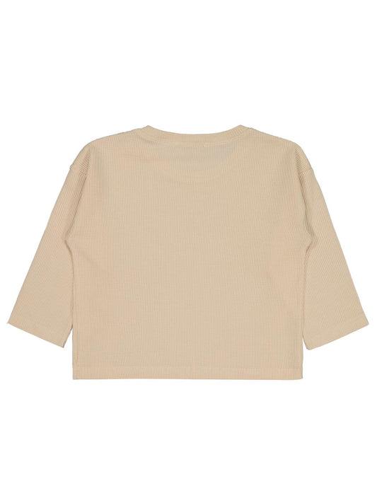 Civil Erkek Çocuk Basic Sweatshirt | Waffle Uzun Kol Bisiklet Yaka | Okul Kreş ve Günlük Kullanım - Fil Dişi