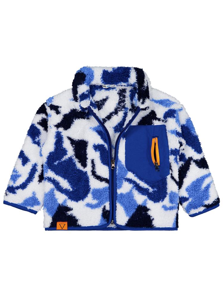 Civil Boys Kamuflaj Desenli Fermuar Cepli 2-5 Yaş Hırka - Mavi