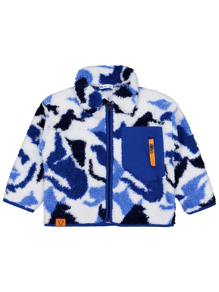 Civil Boys Kamuflaj Desenli Fermuar Cepli 2-5 Yaş Hırka - Mavi