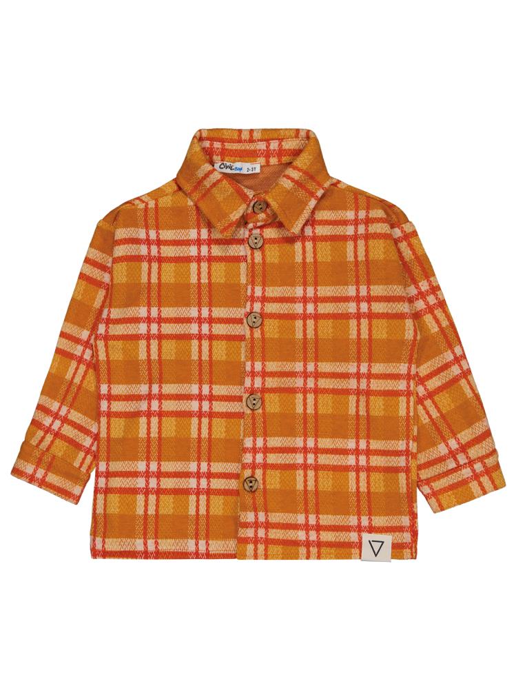 Civil Boys Ekoseli 2-5 Yaş Gömlek - Turuncu