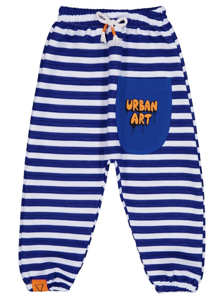 Civil Boys Urban Art Baskılı Çizgili 2-5 Yaş Eşofman Altı - Mavi