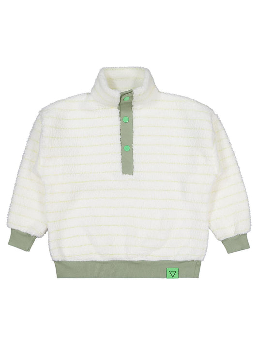 Civil Boys Erkek Çocuk Yakası Patlı Çizgili Sweatshirt | Velsoft Uzun Kol | Okul Kreş ve Günlük Kullanım - Yeşil