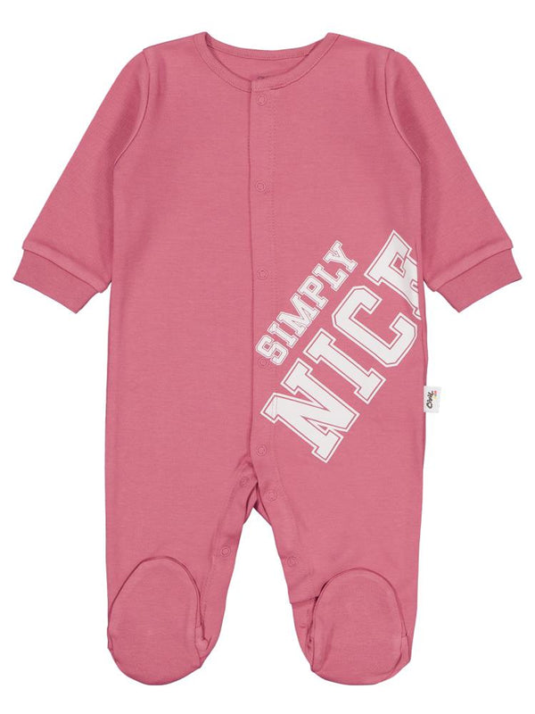 Civil Baby Sımply Nıce Baskılı 1-9 Ay Tulum - Pembe