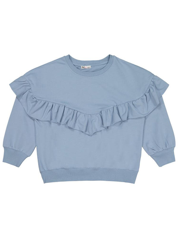 Civil Girls Roba Fırfırlı 10-13 Yaş Sweatshirt - Mavi