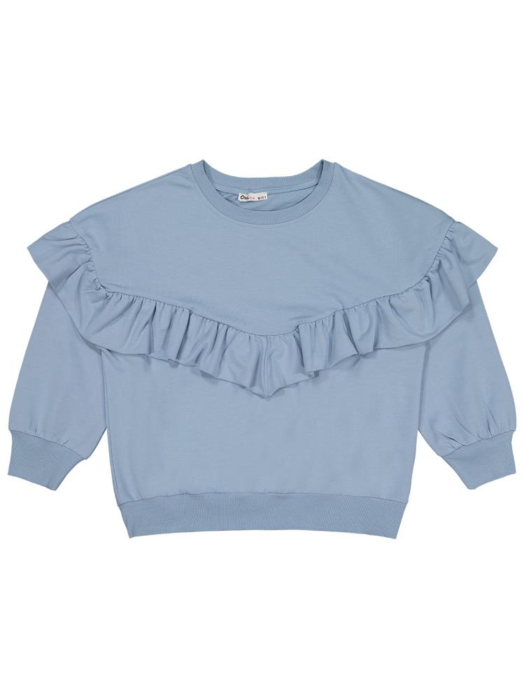 Civil Girls Roba Fırfırlı 10-13 Yaş Sweatshirt - Mavi