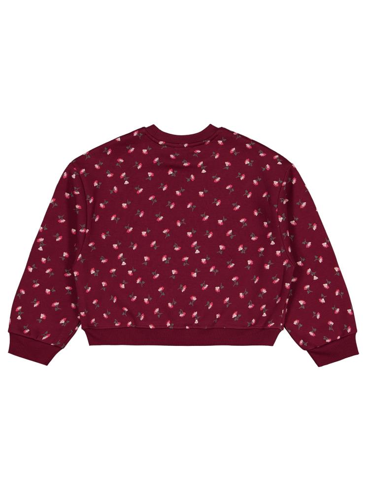 Civil Girls Çıtır Çiçek Desenli 10-13 Yaş Sweatshirt - Bordo