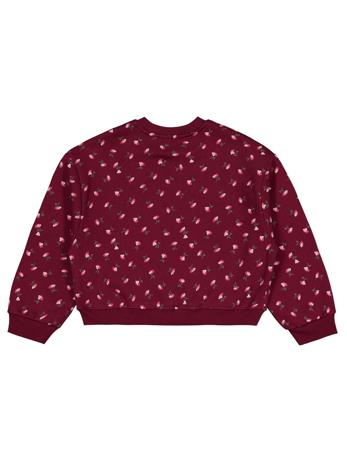 Civil Kız Çocuk Çıtır Çiçek Desenli Sweatshirt | 3 İp Uzun Kol | Okul Kreş ve Günlük Kullanım - Bordo