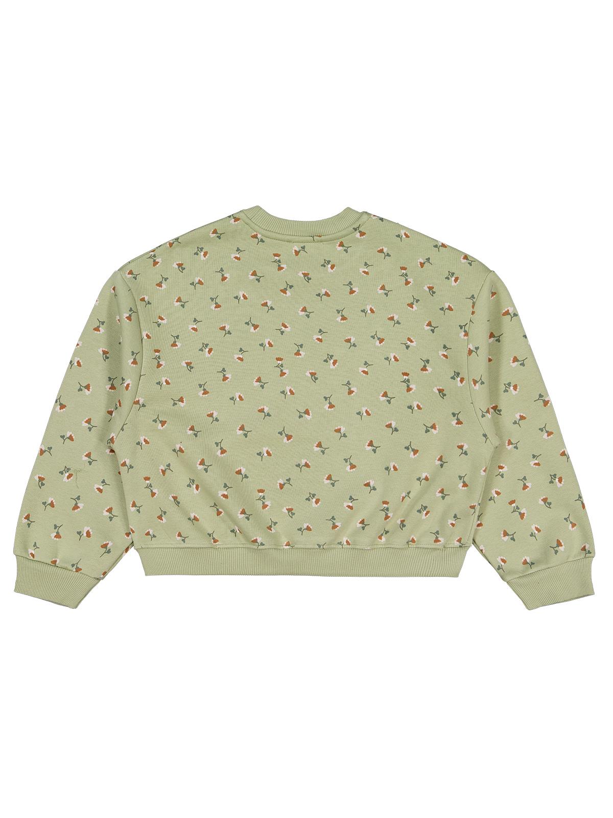 Civil Kız Çocuk Çıtır Çiçek Desenli Sweatshirt | 3 İp Uzun Kol | Okul Kreş ve Günlük Kullanım - Haki