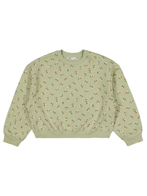 Civil Girls Çıtır Çiçek Desenli 10-13 Yaş Sweatshirt - Haki