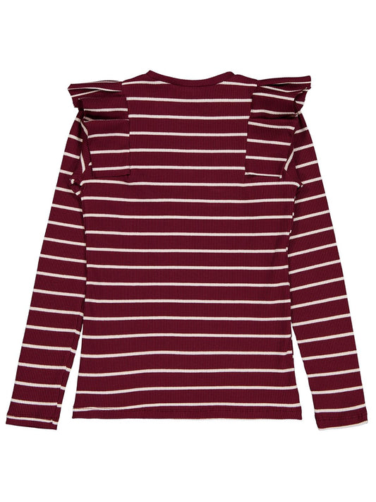 Civil Kız Çocuk İnce Çizgili Sweatshirt | Kaşkorse Uzun Kol | Okul Kreş ve Günlük Kullanım - Bordo
