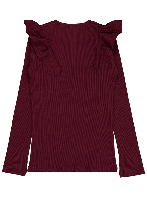 Civil Girls Omuz Fırfırlı 10-13 Yaş Sweatshirt - Bordo