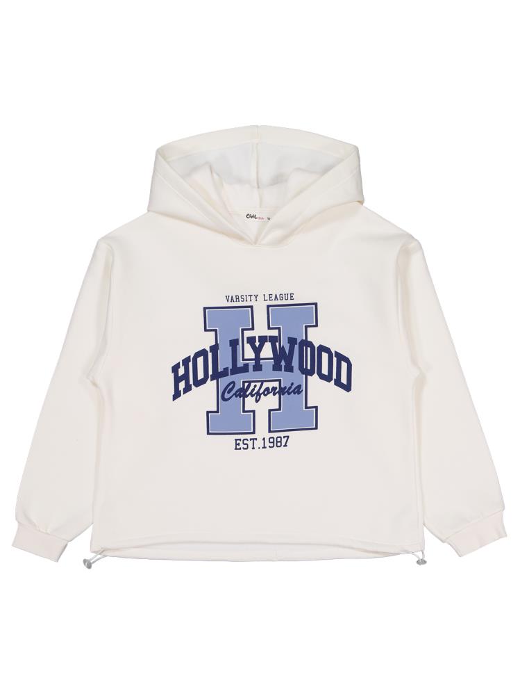 Civil Girls Hollywood Baskılı 10-13 Yaş Sweatshirt - Ekru