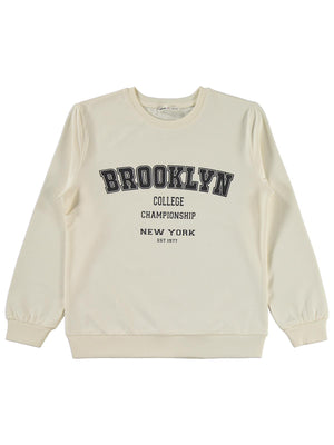 Civil Girls Brooklyn Baskılı 10-13 Yaş Sweatshirt - Ekru
