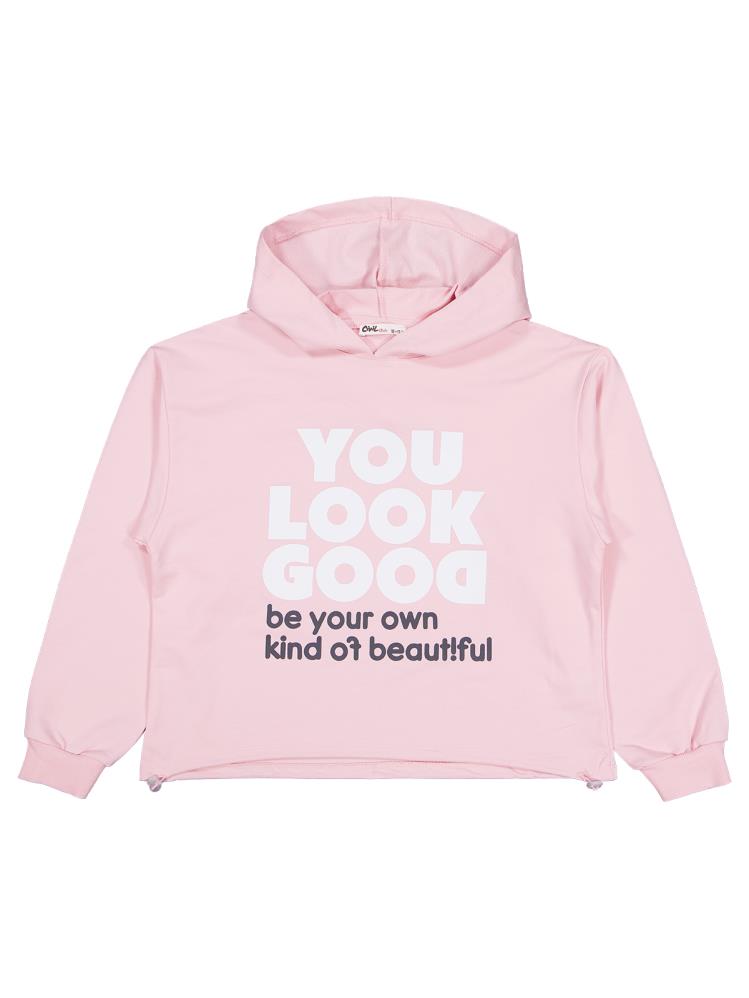 Civil Girls You Look Good Baskılı 10-13 Yaş Sweatshirt - Pudra