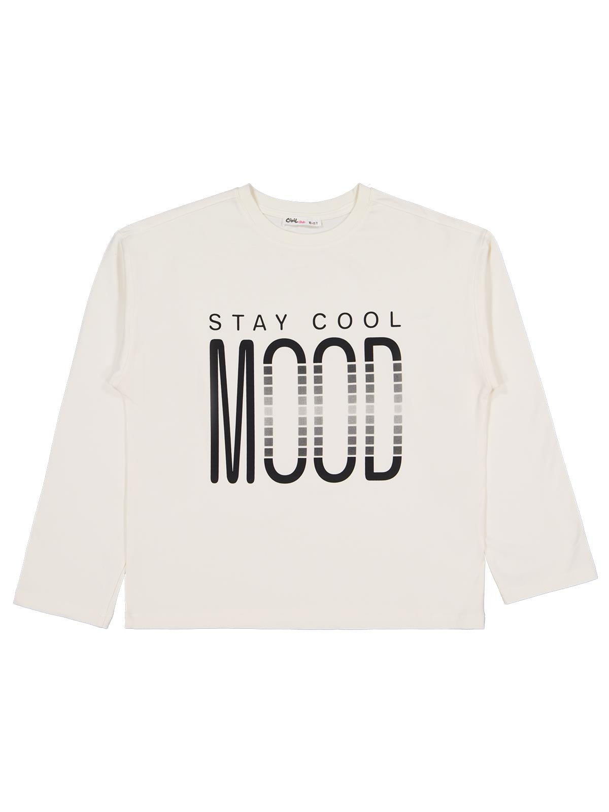 Civil Kız Çocuk Stay Cool Mood Baskılı Sweatshirt | Okul Kreş ve Günlük Kullanım - Ekru