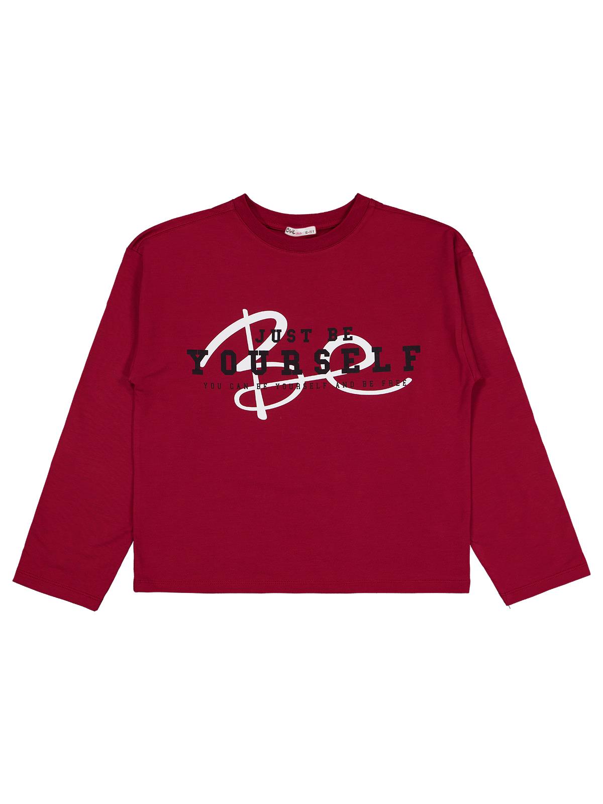 Civil Kız Çocuk Be Yourself Baskılı Sweatshirt | Okul Kreş ve Günlük Kullanım - Bordo
