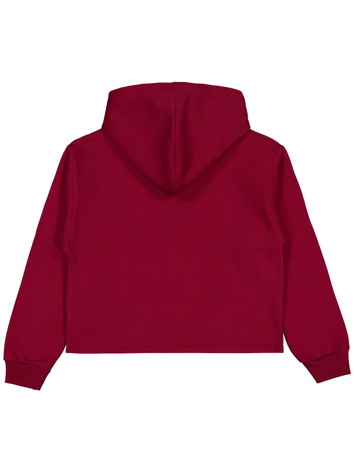 Civil Kız Çocuk Paris Baskılı Sweatshirt | 3 İp Uzun Kol Kapşonlu | Okul Kreş ve Günlük Kullanım - Bordo