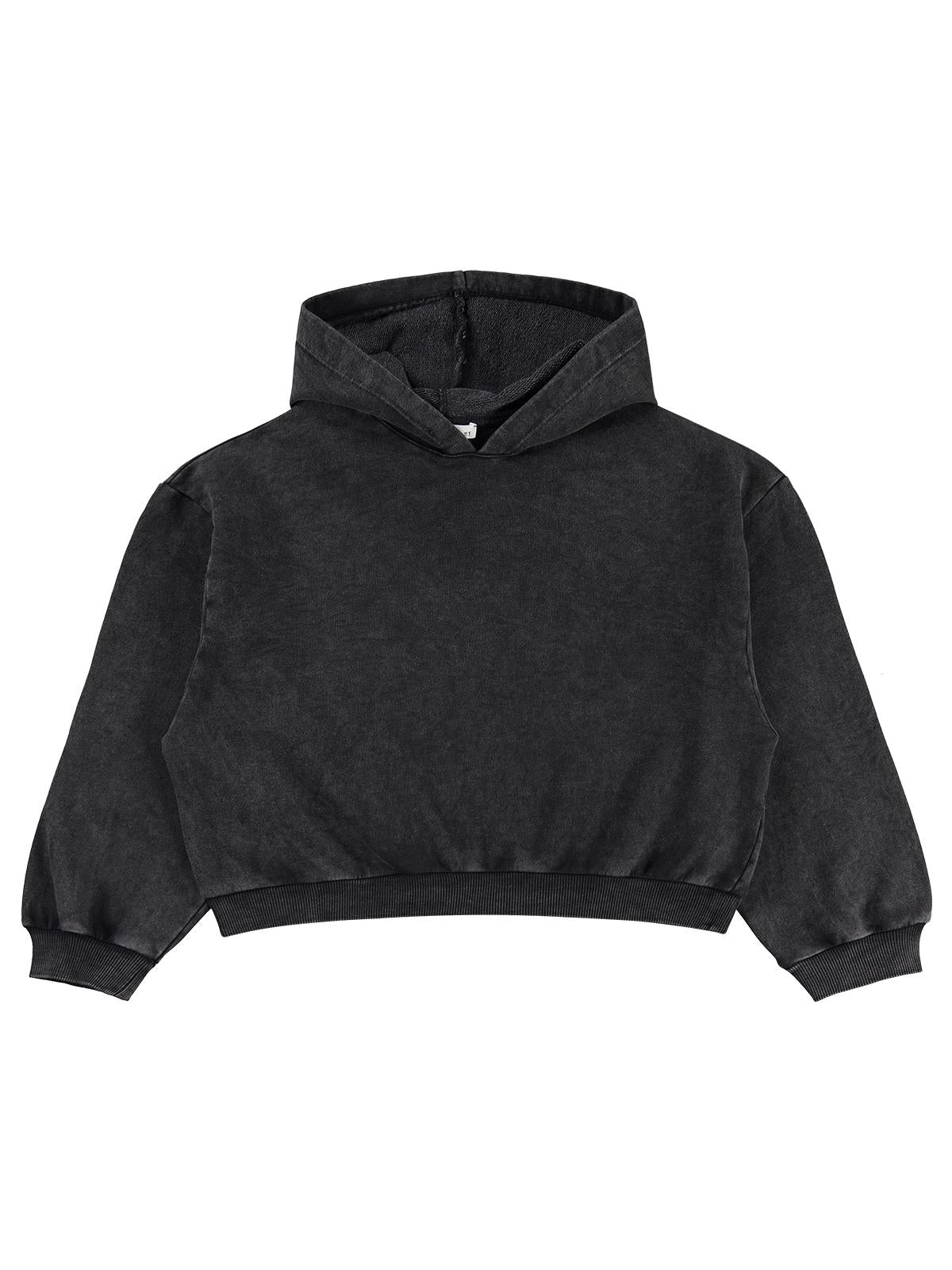 Civil Kız Çocuk Kapisonlu Sweatshirt | 3 İp Şardonsuz Uzun Kol | Okul Kreş ve Günlük Kullanım - Gri