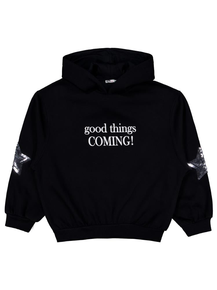 Civil Girls Coming Baskılı 10-13 Yaş Sweatshirt - Siyah
