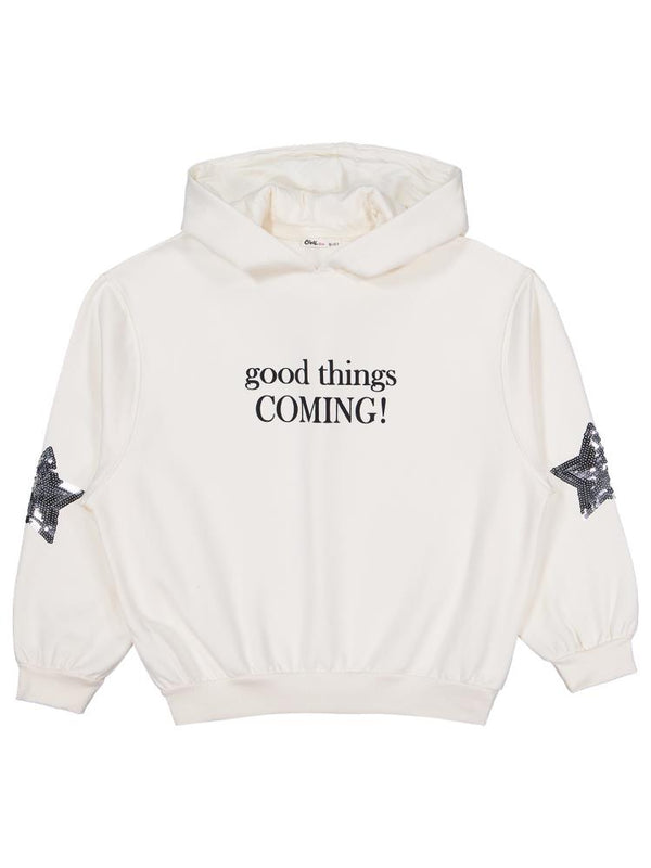 Civil Girls Coming Baskılı 10-13 Yaş Sweatshirt - Ekru