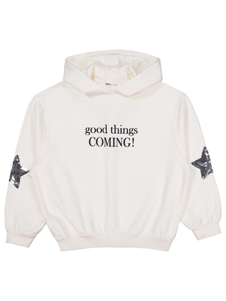 Civil Girls Coming Baskılı 10-13 Yaş Sweatshirt - Ekru